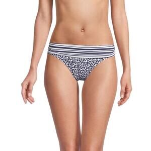 La Blanca Apulia Shirred Bikini Bottom size 4 Indigo Blue Pool Beach NWT Printed